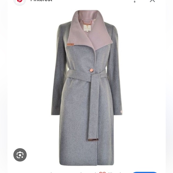 Ted Baker Belted Wrap Coat in Light Grey- 2 US Size 6 - Picture 13 of 14